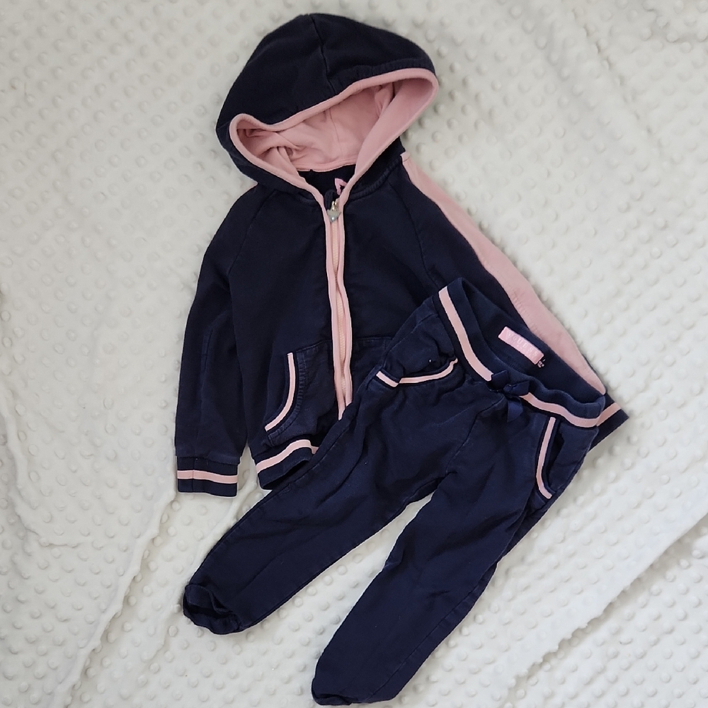 Guess Navy and Pink Hooded Sweatshirt & Jogger Set for Kids